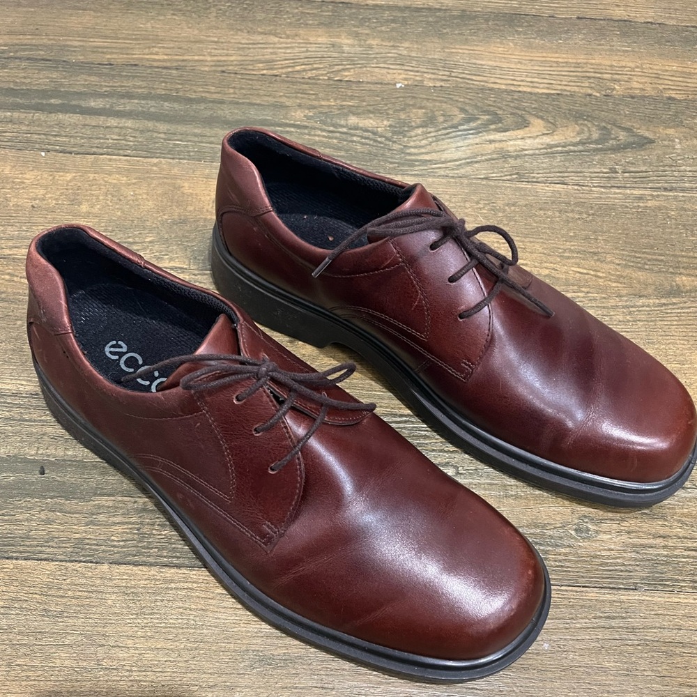 ECCO Brown Leather Casual Lace-up Shock Point Soles‎ Oxfords Sz. 46 (US12)